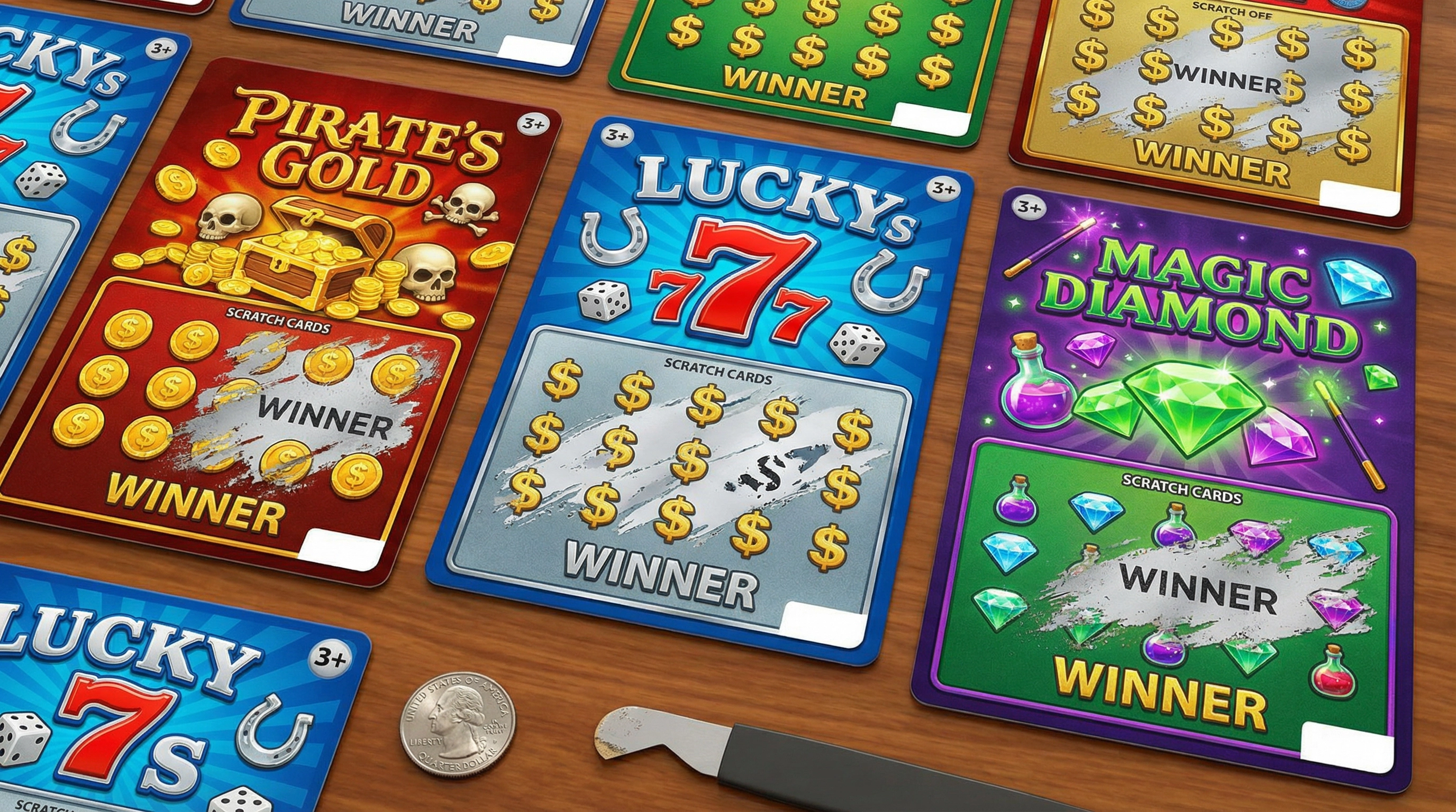 刮刮乐彩票卡片展示